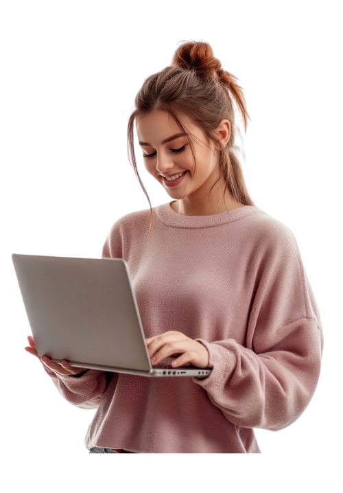 Student learning on laptop